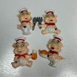 Pig Googly Eye Refrigerator 4 piece Magnet Set GIFTCO Cooking Vintage 1960’s